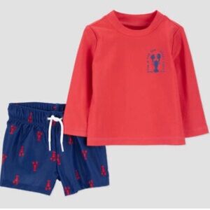 Carter's Coral and Navy Lobster Toddler Outfit